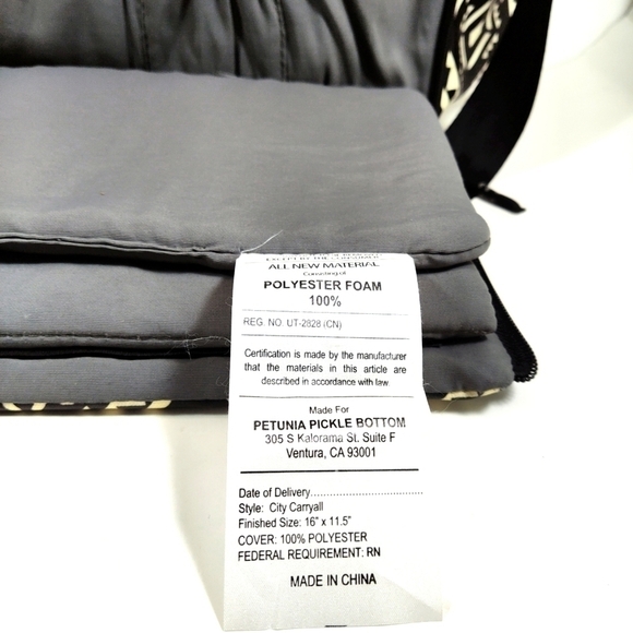 Tribal Print Black & White Tote Bag with Red Accent diaper bag- black& white - Picture 7 of 8